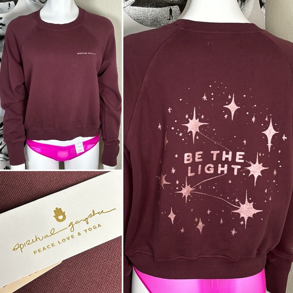 Spiritual Gangster Maroon Be The Light Bridget Pullover Sweatshirt, Sz S - Picture 1 of 15